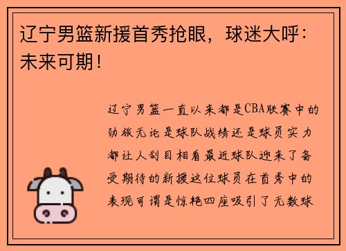辽宁男篮新援首秀抢眼，球迷大呼：未来可期！